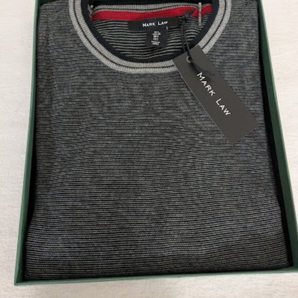 Mark Law Grey Cotton knit Crew Neck Men's Sweater, L, New in Box - Picture 4 of 5